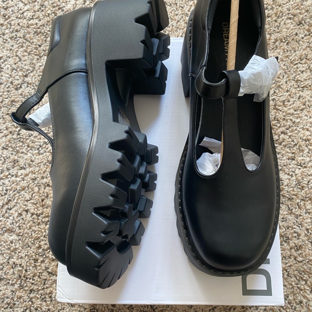 Black Chunky Sole Mary Jane Shoes